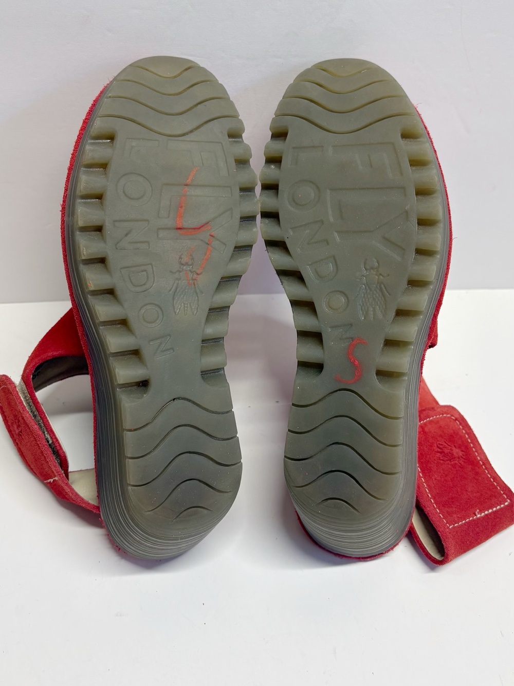 Fly London Yazu Women Red Suede EU 39 Wedge Peep Toe Slingback Sandal US 8.5 - Picture 6 of 6